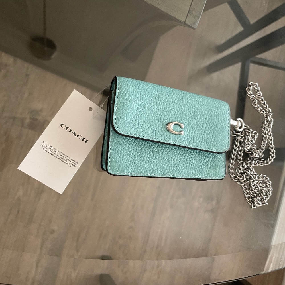 Coach Mini Crossbody Bag in Aqua Teal with Silver Hardware